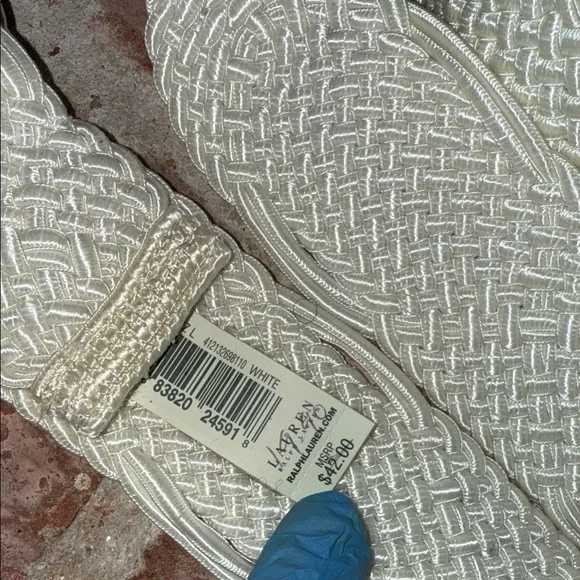 Womens Lauren by Ralph Lauren Cream Woven Belt with Silver Buckle - Picture 5 of 6